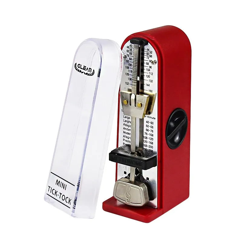 Red plastic mechanical metronome precise with silver metal pendulum black knob for violin musical accessories use