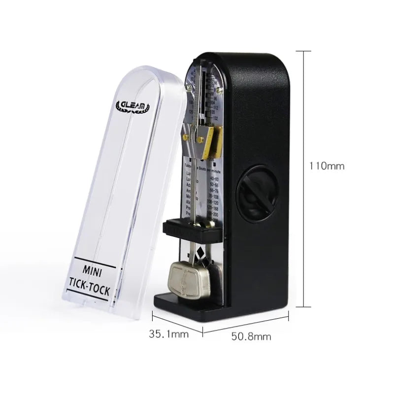 Black and silver gleam mechanical metronome precise with a transparent case retro metronome pendulum for violin musical accessories