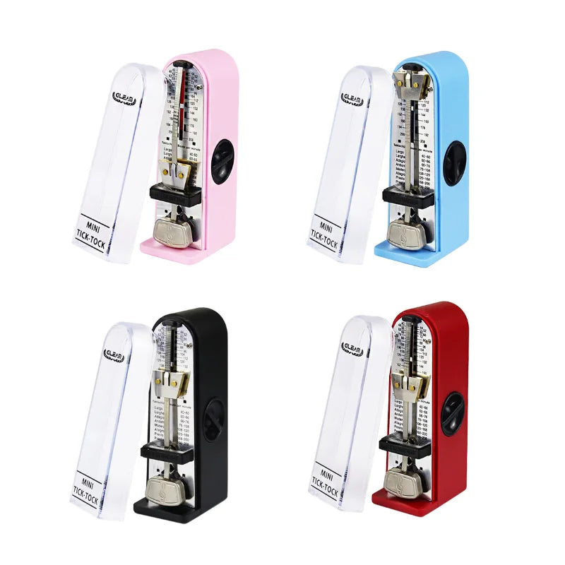 Mini mechanical metronome precise in pink blue black and red plastic with silver parts for violin musical accessories