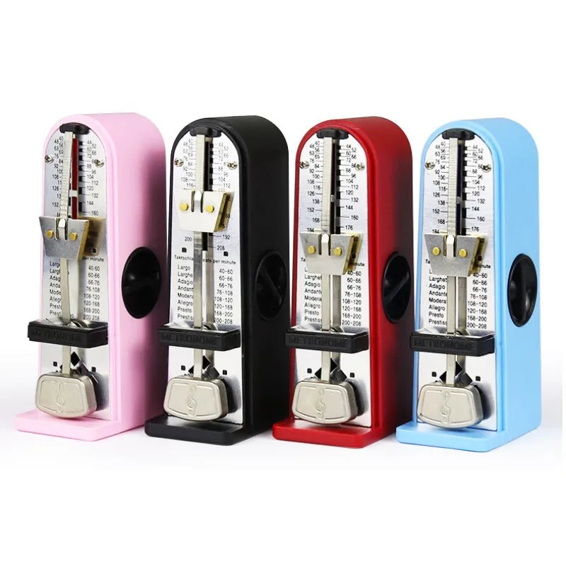 Pink black red and blue mechanical metronome precise with metallic accents and adjustable tempo for violin musical accessories