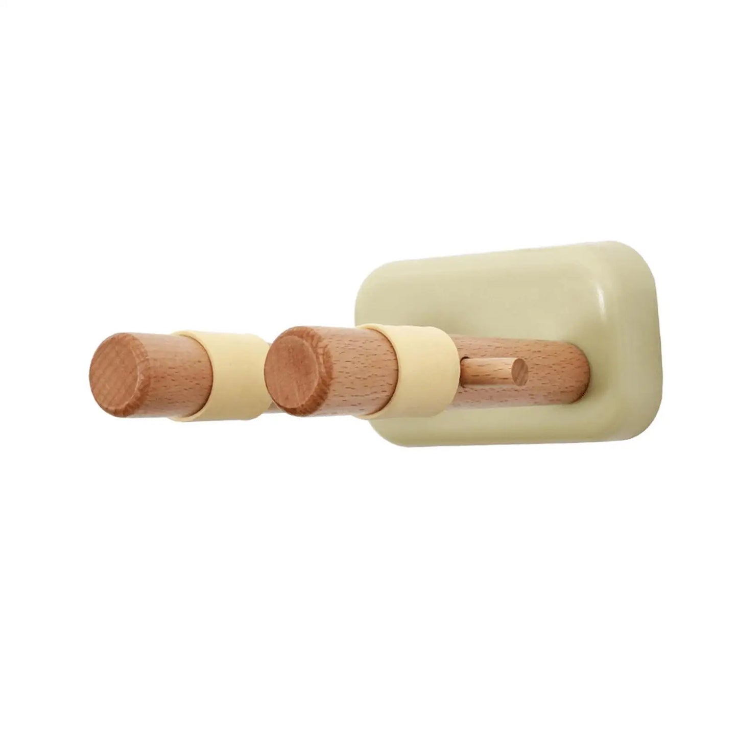 Beige and wood double hook wall-mounted soap rack with minimalist design for guitar mount wall and electric bass studio use