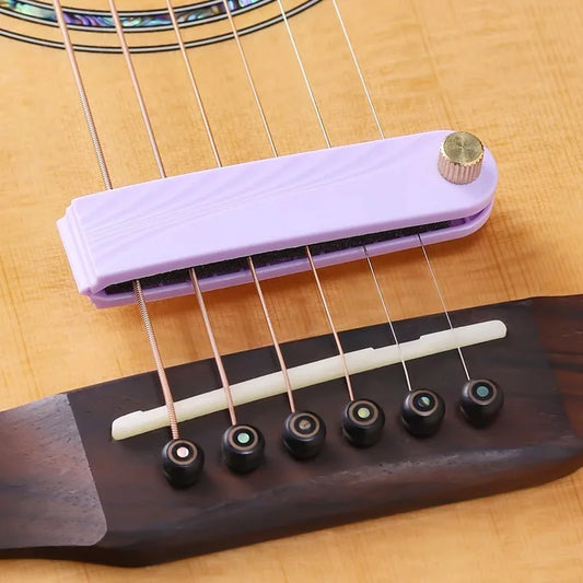 Lavender plastic guitar mute string clamp clip soundproofing with gold adjustment knob accessory string guard