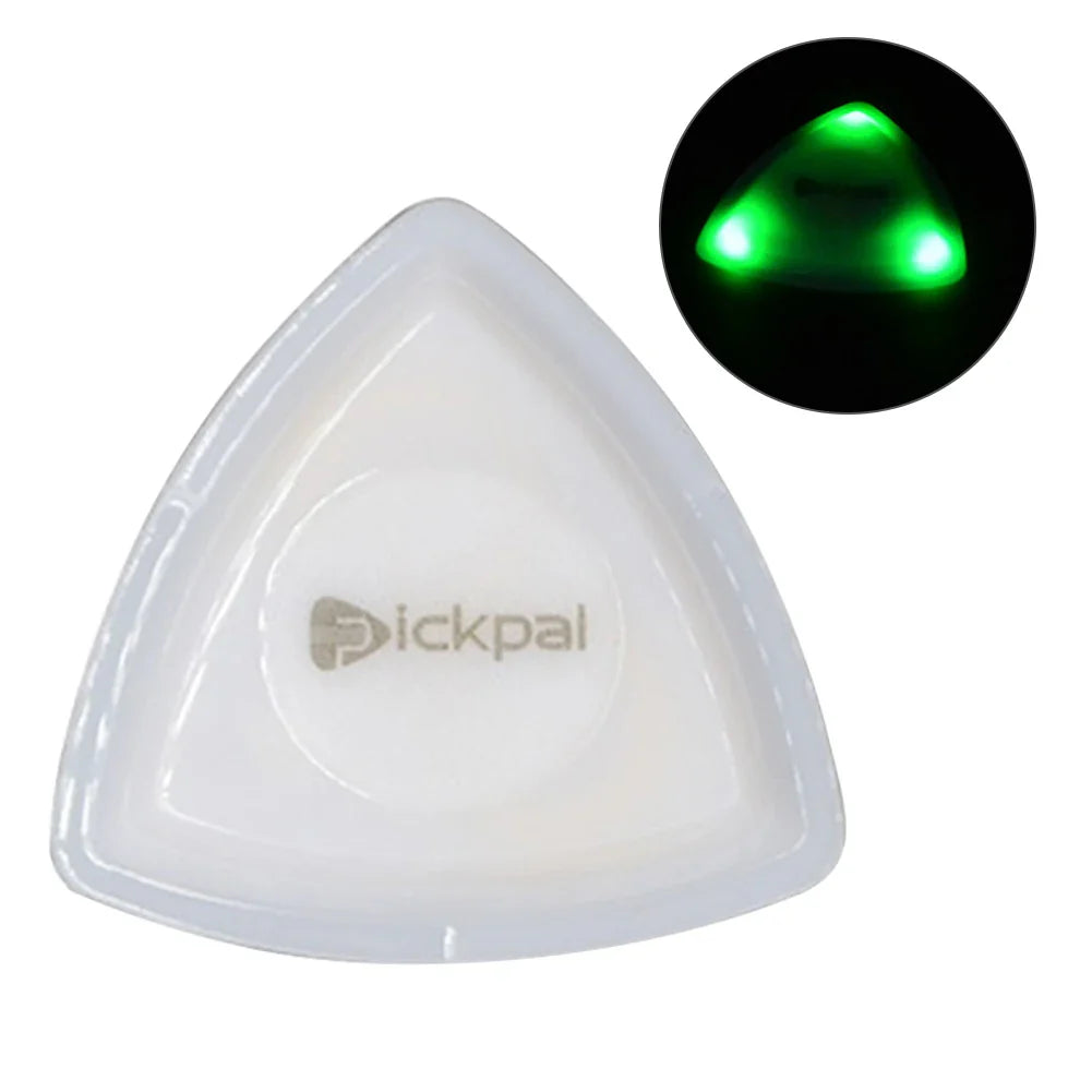 White triangular glowing plectrum with green LED light for bass electric guitarists high-sensitivity non-slip instrument glowing plectrum