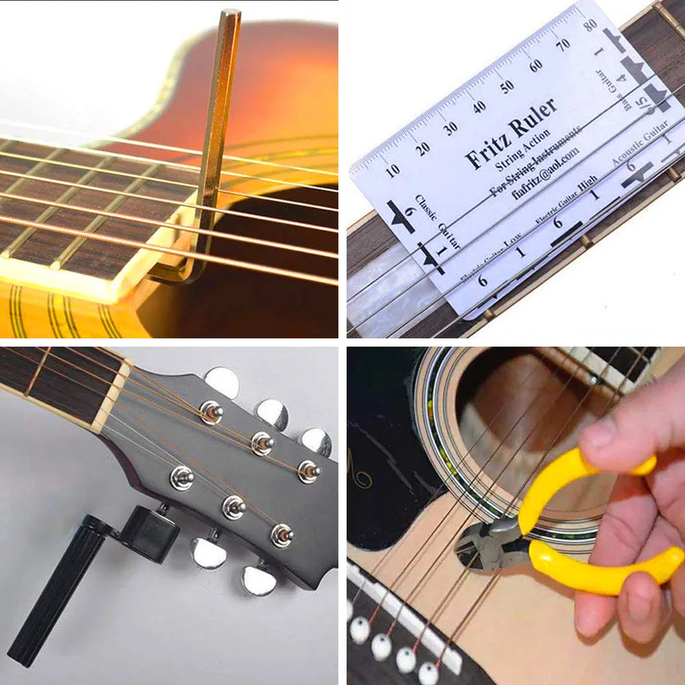 Fritz ruler string action gauge in black metal for acoustic and electric guitar repair tool multifunctional accessories