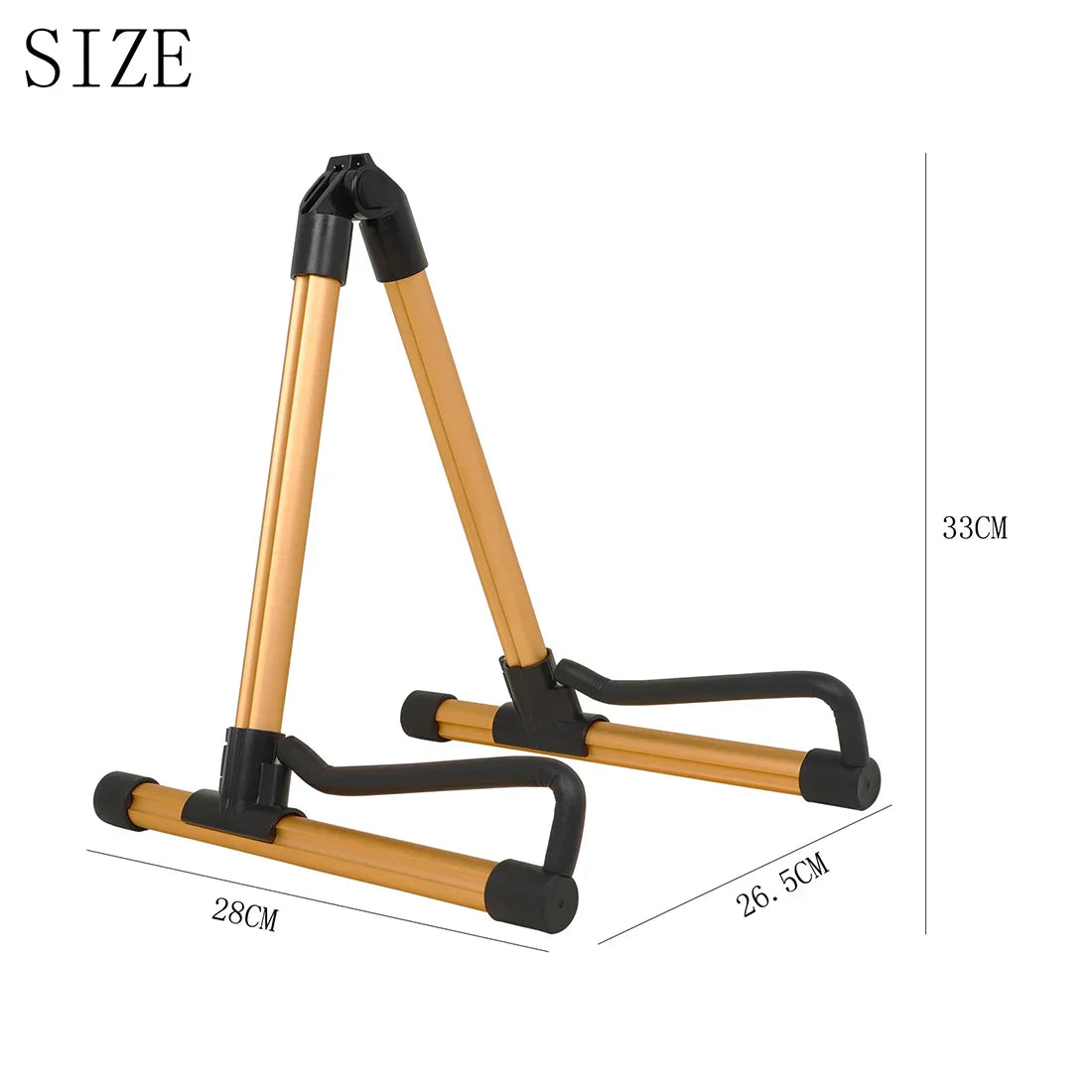 Gold-colored aluminum guitar stand aluminum with black plastic joints foldable removable professional musical rack guitar