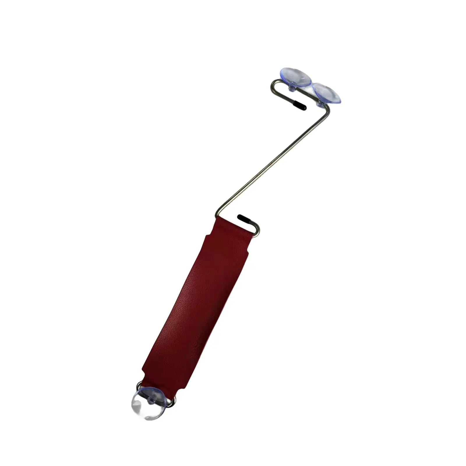 Red leather strap guitar support stable z shaped leg rest bracket with metal frame and suction cups for ukuleles electric guitar