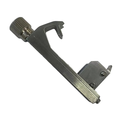 Silver metal guitar tone calibrator with knurled adjustment knob and precision-cutting head for professionals