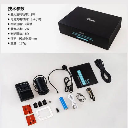 Black rectangular gquitte guitar vibration pickup with Bluetooth reverb delay and internal recording features on side view