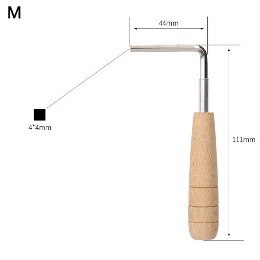 Wooden-handled guitar wrench hexagon with 4x4mm square head and adjusting rod solid for handle guitar fingerboard pitch adjustment