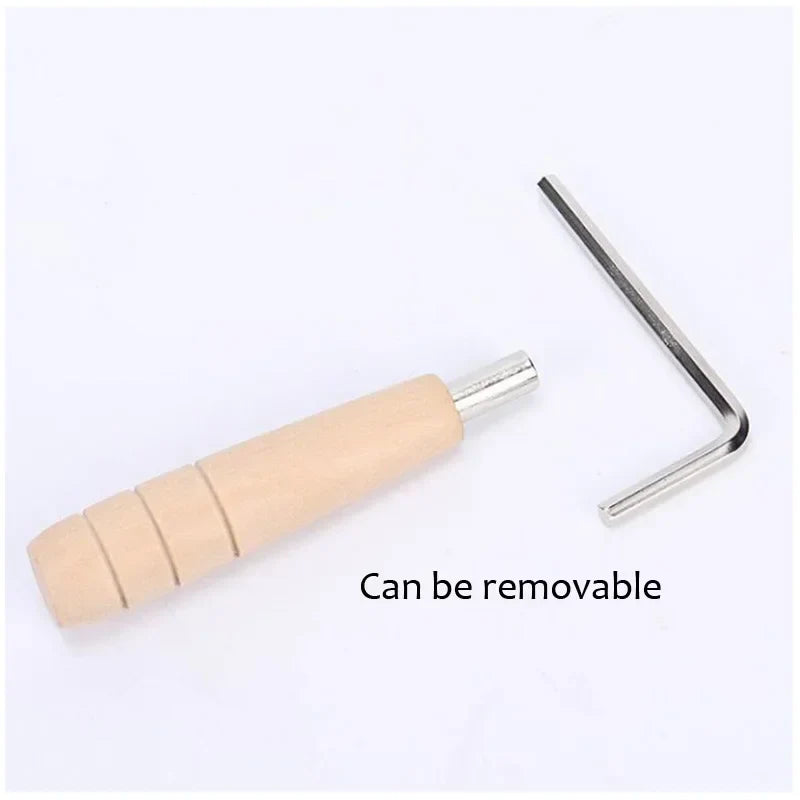 Light-colored wooden handle guitar wrench hexagon with metallic adjusting rod solid and l-shaped hex key for fingerboard adjustment