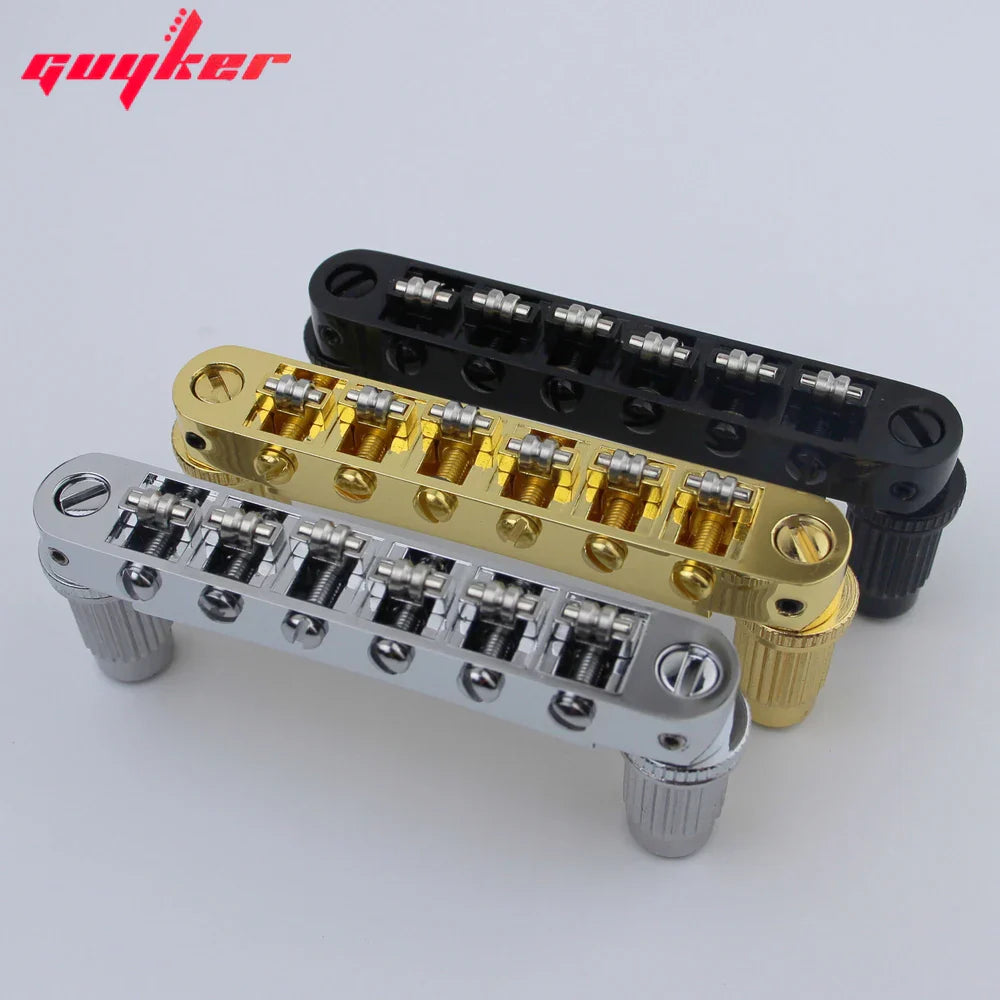 Guyker tune-o-matic roller saddle guitar bridges in chrome gold and black finishes for lp sg 6 string guitars
