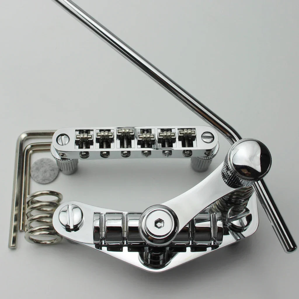 Chrome-finished guyker tune-o-matic roller saddle guitar bridge with six saddles and stop bar tailpiece tremolo for LP SG guitar