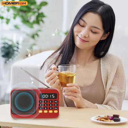 Red plastic handheld rechargeable digital fm usb mp3 player portable radio with keypad and led display