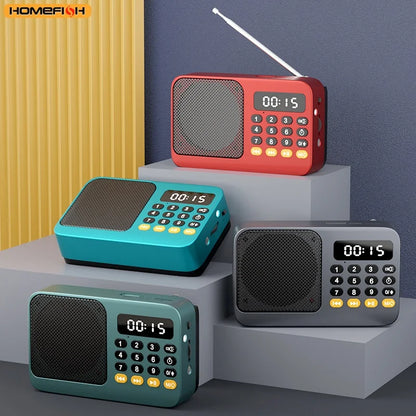 Red teal and gray handheld rechargeable digital fm usb mp3 player portable radio with keypad and led display