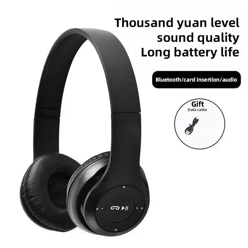 Black handsfree wireless headphones p47 headset bluetooth with noise canceling padded earcups for iphone Huawei Samsung S22