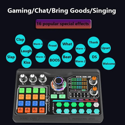 Black haomuren professional microphone sound card kit with colorful knobs for vlog recording live and streaming use