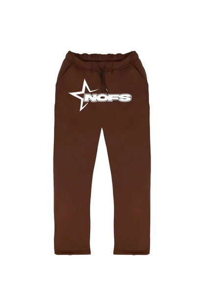 Brown sweatpants with white star and nofs logo complement harajuku hoodies men hooded sweatshirt punk rock oversized pullovers