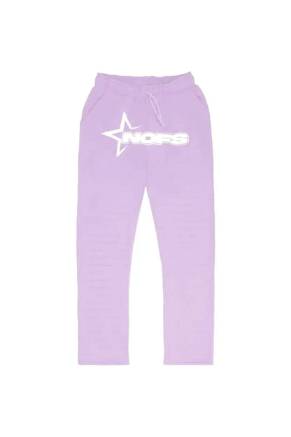 Lavender-colored sweatpants with a white star and nofs logo from harajuku hoodies men hooded sweatshirt punk rock oversized pullovers suits