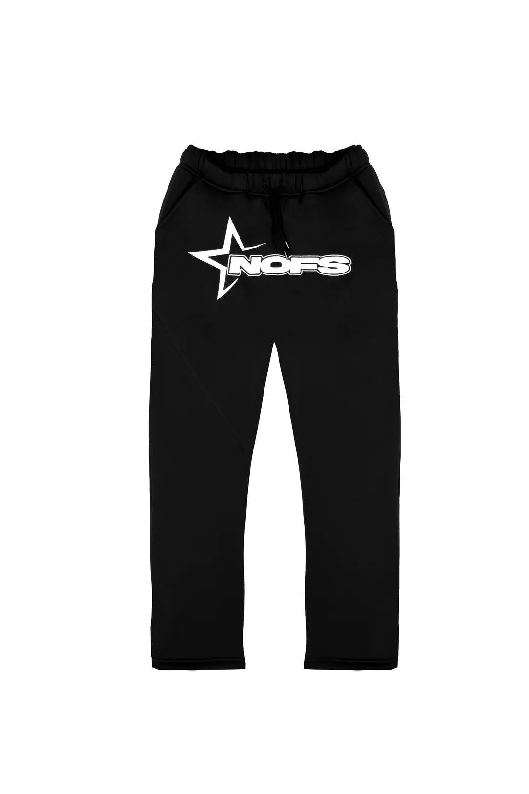 Black nofs sweatpants with a white star and logo front detail in harajuku hoodies men hooded sweatshirt punk style