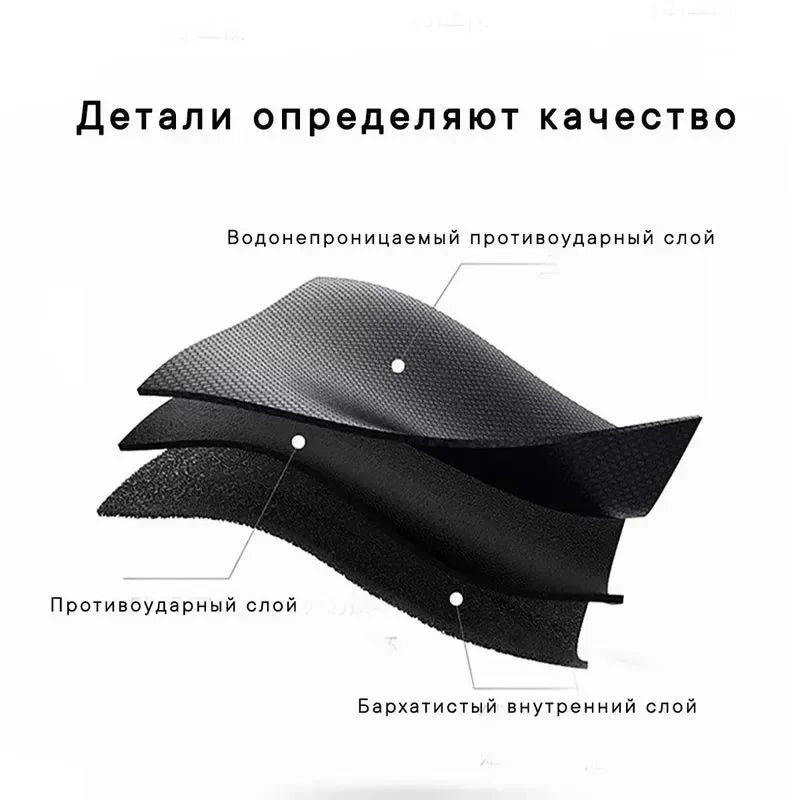 Black multi-layered waterproof membrane in portable shockproof headphone earphone accessories case lining