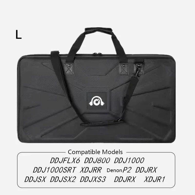 Black shockproof zipper disk carrying case with reinforced handles and white headphone logo for pionner dj controller and mixer ddj-sb3 ddj