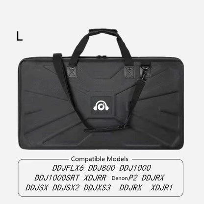 Black shockproof zipper disk carrying case with reinforced handles and white headphone logo for pionner dj controller and mixer ddj-sb3 ddj