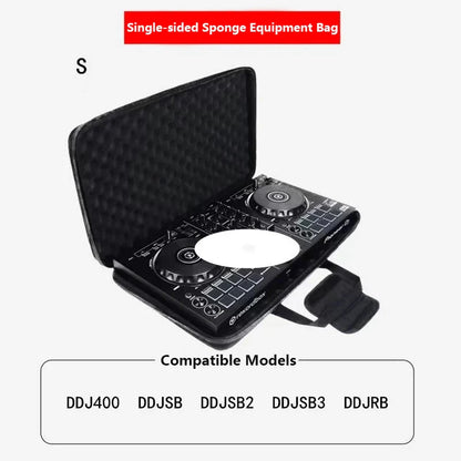 Black single-sided sponge equipment bag with textured interior designed for pionner dj controller shockproof zipper disk