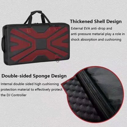 Black and red eva shell shockproof zipper disk case with reinforced x pattern for pionner dj controller mixer ddj-sb3 ddj