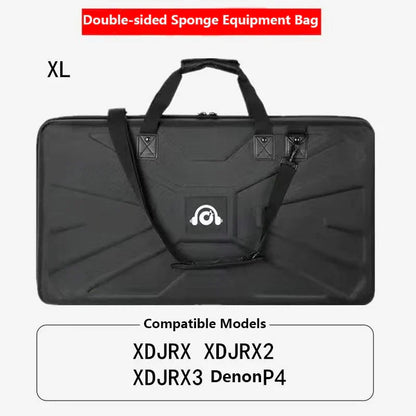 Black double-sided sponge hard protective case for pionner dj controller with shockproof zipper disk and reinforced handles