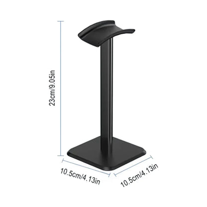 Black metal headphones stand universal with sleek minimalist design and sturdy square base aluminuim alloy headset holder