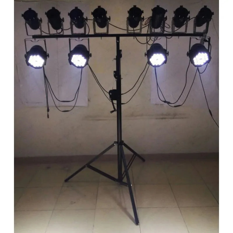 Black metal heavy duty stable 4.2m truss stand moving head holder with ten white led spotlights for photography studio stage hotel party