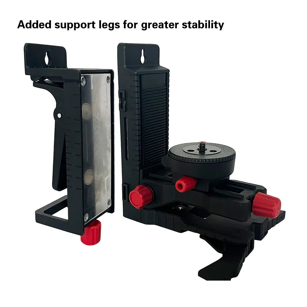 Black and red heipoe dj1100 l-shaped laser level bracket with adjustable mount support legs and 1/4 5/8 screws