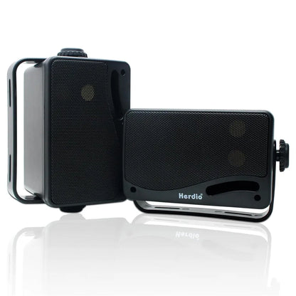 Black herdio 3.5 inch outdoor bluetooth speakers with mesh grilles durable mountable loud bluetooth speakers waterproof