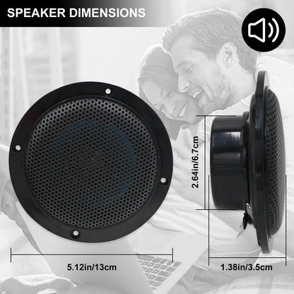Black circular herdio 4 inch ceiling bluetooth speaker with perforated grille resistant 160w marine for home outdoor camper