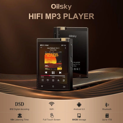 Black oilsky hi-fi mp3 player with full touch screen wifi oilsky lossless dsd high-resolution audio playback
