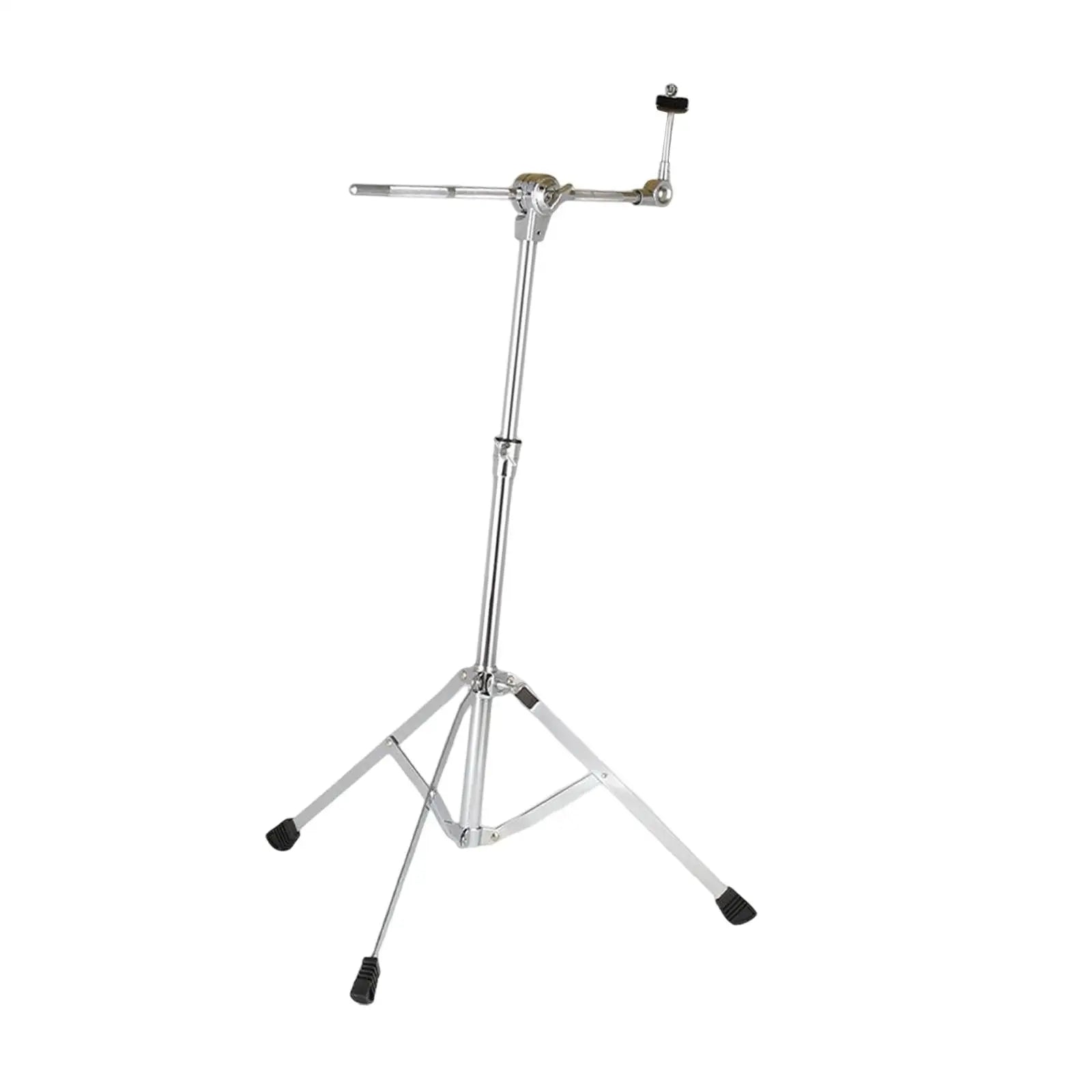 Chrome finished heavy duty musical hi hat stand with folding bracket drum mount and height adjustable arm with black rubber feet