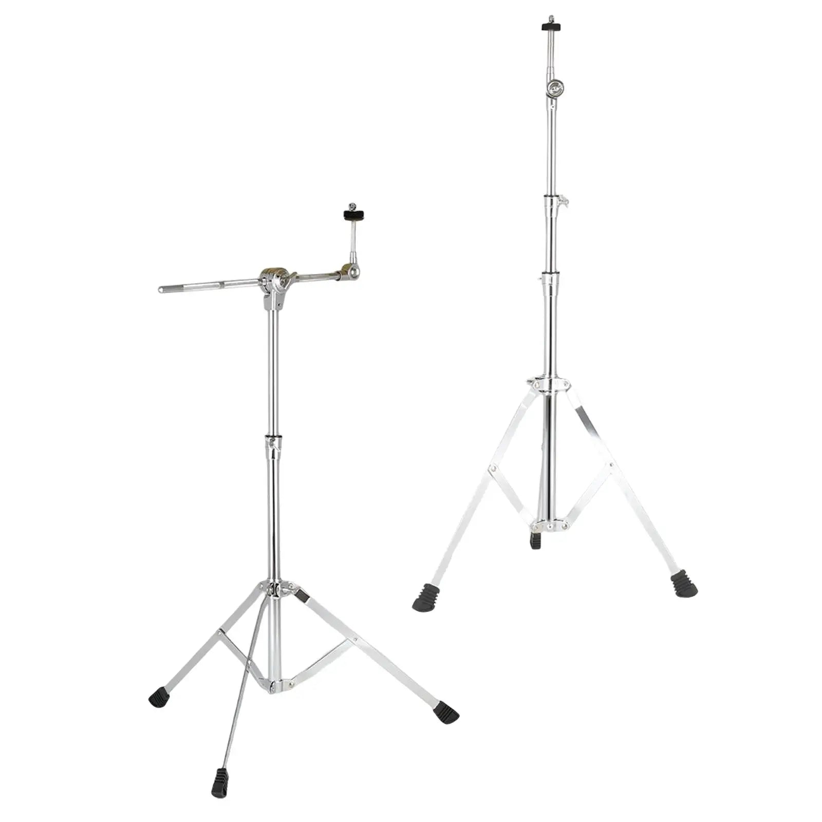 Chrome-finished hat stand tripod with anti skid adjustable height and black rubber feet for musical instrument use