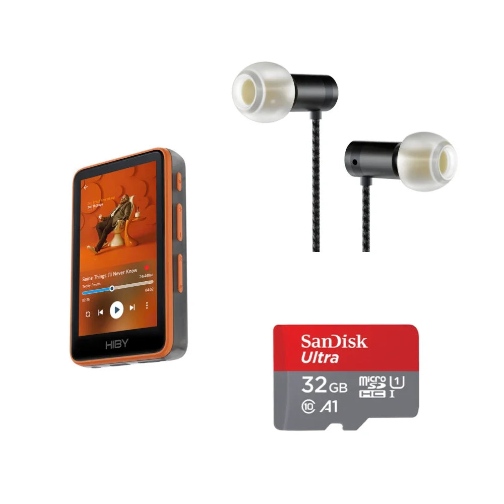 Orange and black hiby r1 hifi audio player with 2.0-inch screen dssd256 pcm384khz 32bit 32bit x1600e cs43131 master control