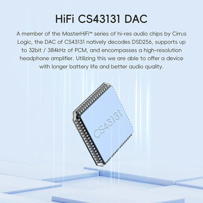 Silver-colored metallic hifi dac chip cs43131 with fine pins in hiby r1 32bit x1600e cs43131 master control audio player