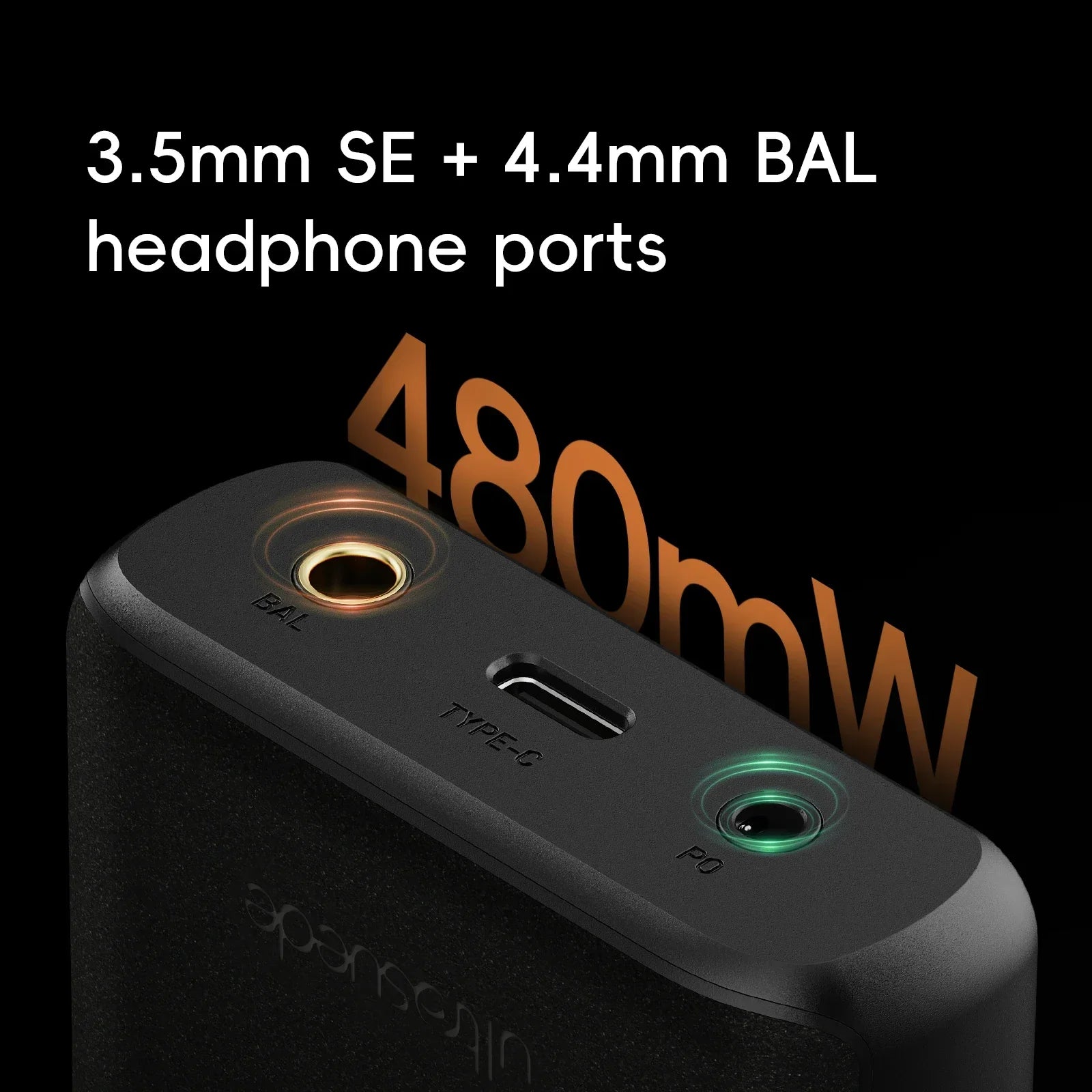 Black HiBy R3 Pro II portable audio player with opa1622 headphone amp 480mw output 3.5mm se and 4.4mm balanced ports