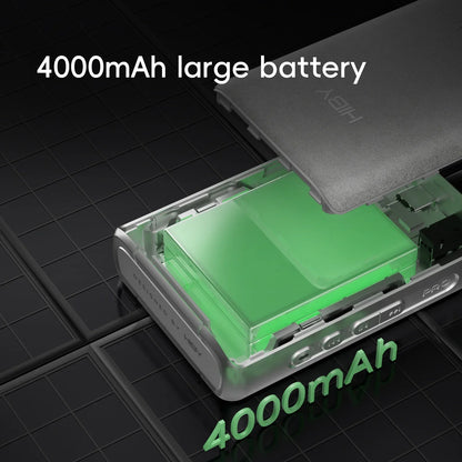 Silver hiby pro portable power bank with 4000mah large battery and transparent green casing for opa1622 headphone use with 480mw output pocket cannon