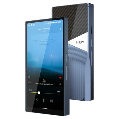 Dark blue carbon fiber and brushed metal hiby r6 pro dac headphone amp portable music player with mqa 16x support