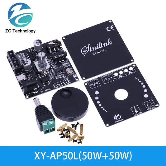 Black sinilink xy-ap50l digital amplifier board kit with control panel and mounting hardware for 24v home theater ap15h stereo