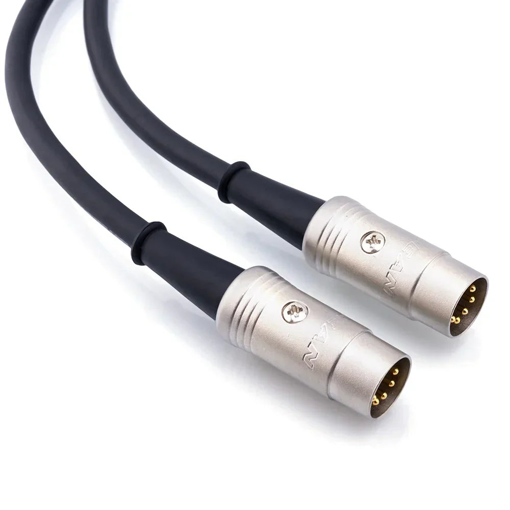 Black hifi monster midi audio extension cable with silver connectors and gold-plated pins for male electric piano keyboard instrument