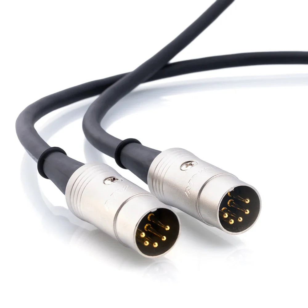 Black hifi monster midi 5 pin male electric piano keyboard instrument cable with silver connectors and gold-plated pins