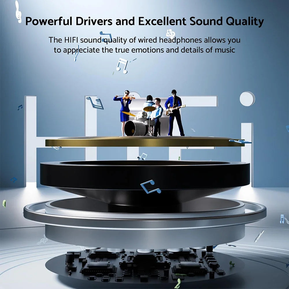 Black and silver layered headphone driver with gold-toned platform in type c headphones wire control earbud jack earbud headset