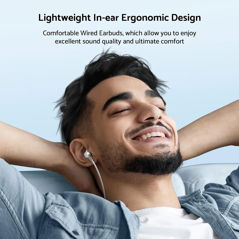 White wired ergonomic hiFi surround in-ear type c headphones with wire control jack earbud headset for samsung devices