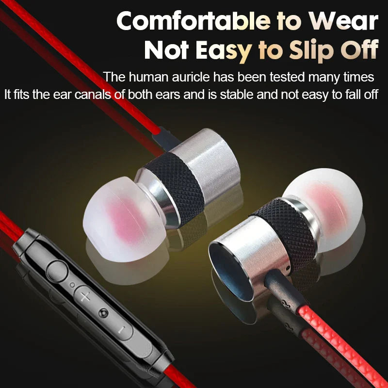 Silver and black wired headphones with sleek metallic finish and soft white silicone tips for phone pc earphone use