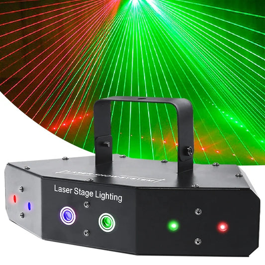 Black rectangular high brightness dmx512 laser stage lighting device with handle and illuminated control buttons