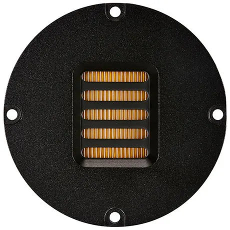 Black circular speaker grille with five horizontal gold-colored slats for air motion transformer amt diy car speaker tweeter set